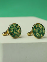 Green Paisley Cufflinks - TOSSIDO