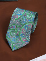 Green Paisley Printed Necktie - TOSSIDO