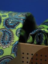 Green Paisley Printed Necktie and Pocket Square Set - TOSSIDO