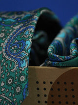 Green Paisley Printed Necktie and Pocket Square Set - TOSSIDO