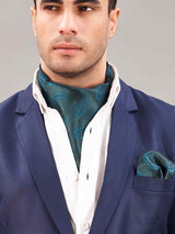 Green Paisley Woven Ascot & Pocket Square - TOSSIDO