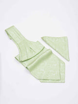 Green Paisley Woven Ascot & Pocket Square - TOSSIDO