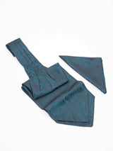 Green Paisley Woven Ascot & Pocket Square - TOSSIDO