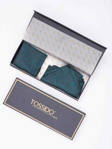 Green Paisley Woven Ascot & Pocket Square - TOSSIDO