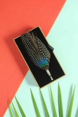 Green Peacock Feather Brooch - TOSSIDO