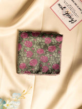 Green & Pink Floral Jacquard Pocket Square - TOSSIDO