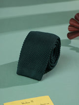 Green Solid Knitted Necktie - TOSSIDO
