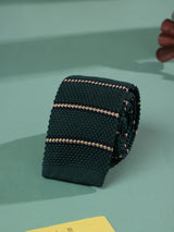 Green Stripe Knitted Necktie - TOSSIDO