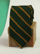 Green Stripe Printed Silk Necktie - TOSSIDO