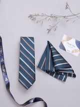 Green Stripe Woven Necktie & Pocket Square Giftset - TOSSIDO