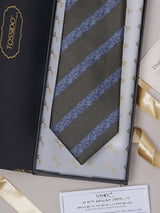 Green Stripes Teflon Silk Necktie - TOSSIDO
