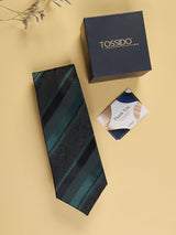 Green Stripes Woven Necktie - TOSSIDO