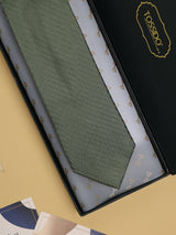 Green Stripes Woven Silk Necktie - TOSSIDO