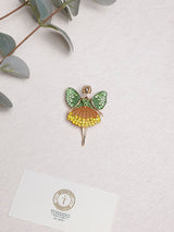 Green & Yellow Crystal Fairy Brooch