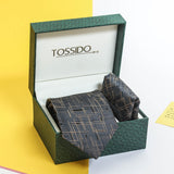 Grey Abstract Necktie & Pocket Square Giftset - TOSSIDO