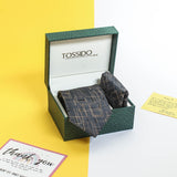 Grey Abstract Necktie & Pocket Square Giftset - TOSSIDO