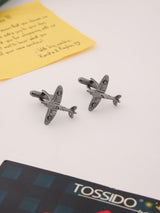 Grey Airplane Cufflinks - TOSSIDO