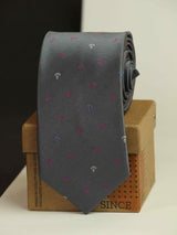 Grey anchor necktie in woven microfiber, close-up
