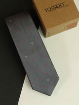 Grey anchor necktie in woven microfiber, flat lay