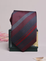 Grey & Maroon Stripe Necktie