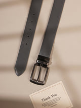Grey & Black Reversible Leather Belt - TOSSIDO