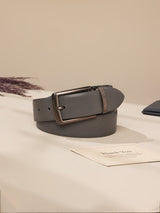 Grey & Black Reversible Leather Belt - TOSSIDO