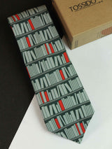 Grey Bookshelf Printed Silk Necktie - TOSSIDO