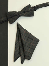 Grey Check Bowtie & Pocket Square Set - TOSSIDO