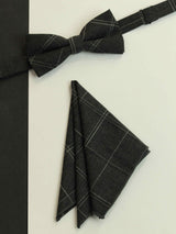 Grey Check Bowtie & Pocket Square Set - TOSSIDO