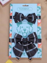 Grey Check Bowtie Set for Men and Dogs - TOSSIDO