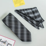 Grey Check Necktie & Pocket Square Giftset - TOSSIDO