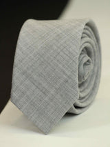 Grey Check Wool Skinny Necktie - TOSSIDO