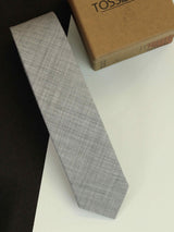 Grey Check Wool Skinny Necktie - TOSSIDO