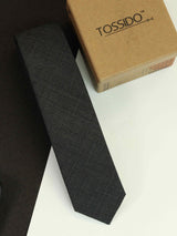 Grey Check Wool Skinny Necktie - TOSSIDO
