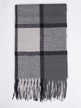 Grey Check Woolen Muffler - TOSSIDO