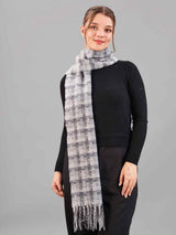 Grey Check Woolen Muffler - TOSSIDO