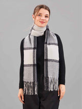 Grey Check Woolen Muffler - TOSSIDO