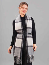 Grey Check Woolen Muffler - TOSSIDO