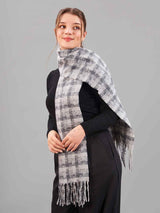 Grey Check Woolen Muffler - TOSSIDO