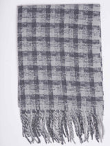 Grey Check Woolen Muffler - TOSSIDO