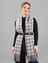 Grey Check Woolen Muffler - TOSSIDO