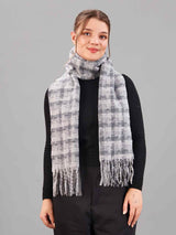 Grey Check Woolen Muffler - TOSSIDO