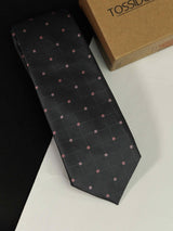 Grey Check Woven Necktie - TOSSIDO