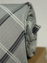 Grey Check Woven Necktie - TOSSIDO