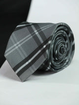 Grey Check Woven Necktie - TOSSIDO