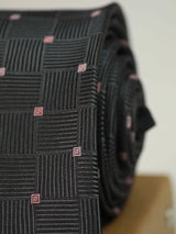 Grey Check Woven Necktie - TOSSIDO