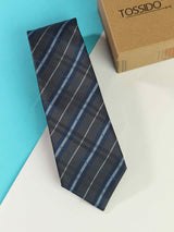 Grey Check Woven Necktie - TOSSIDO