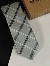 Grey Check Woven Necktie - TOSSIDO