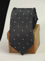 Grey Check Woven Necktie - TOSSIDO