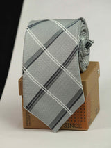 Grey Check Woven Necktie - TOSSIDO
